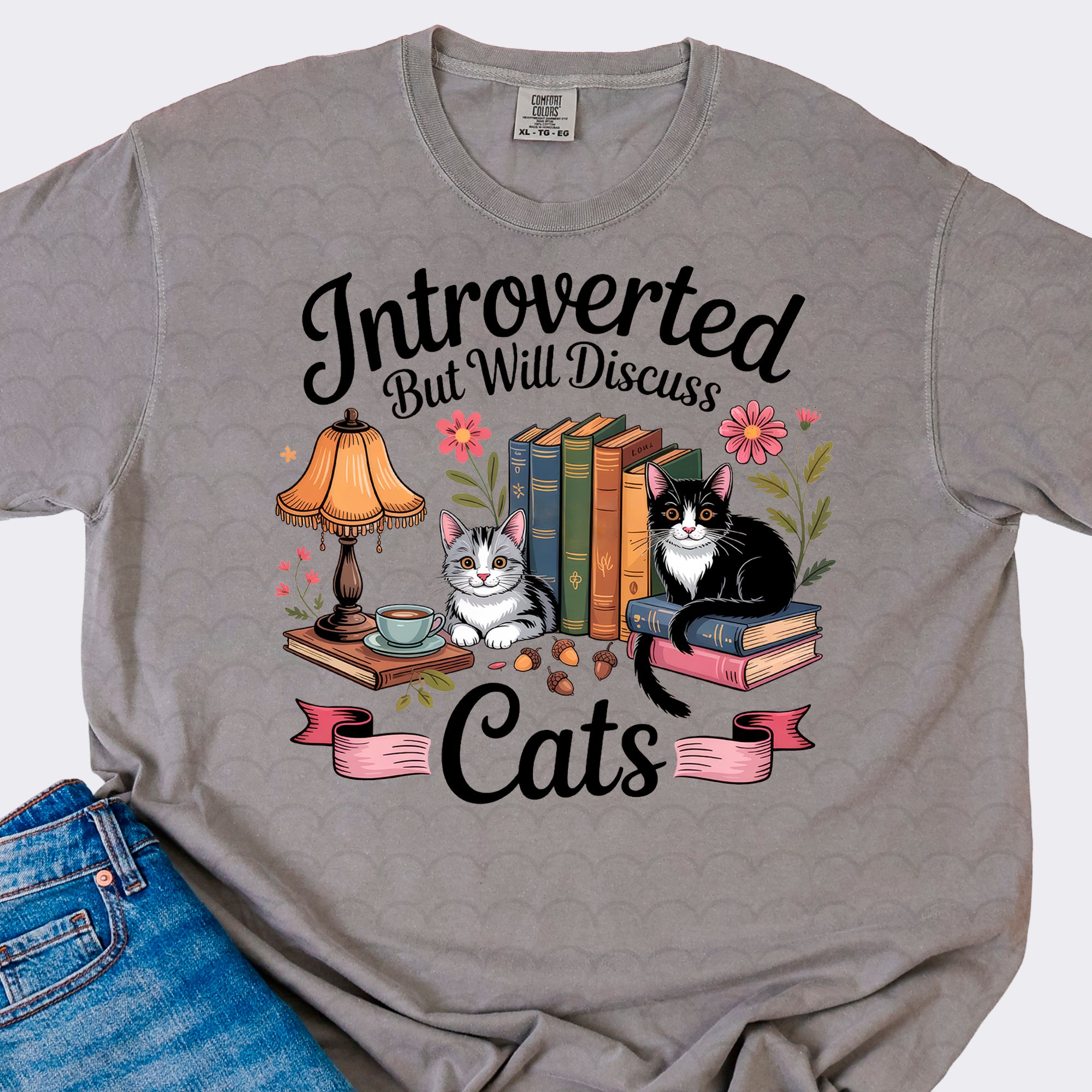 Introverted but will Discuss Cats Ready to Press DTF Heat Transfer