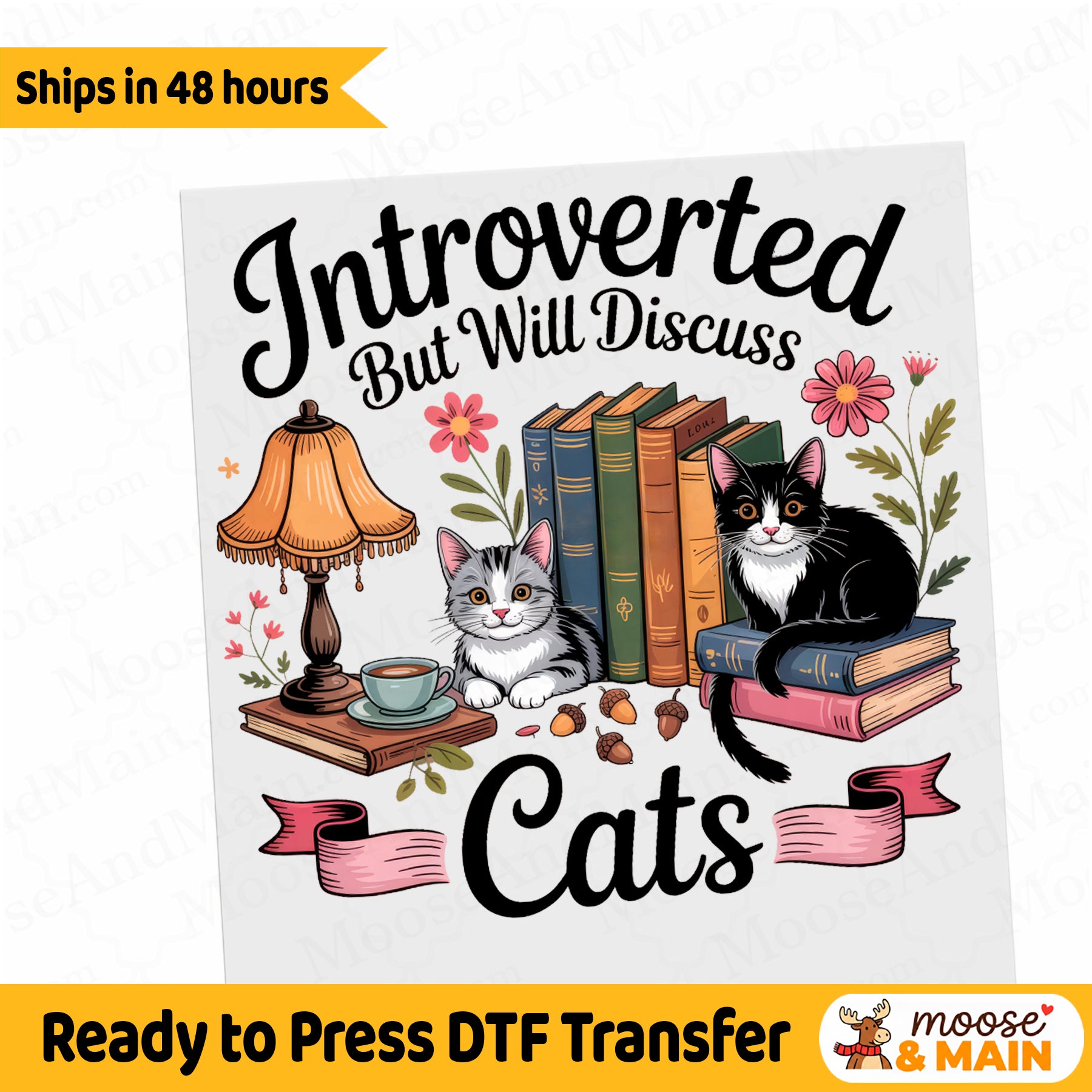 Introverted but will Discuss Cats Ready to Press DTF Heat Transfer