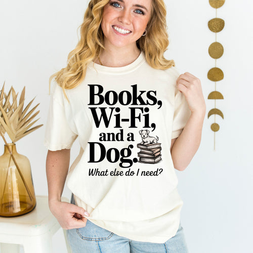 Books Dogs Wifi Ready to Press DTF Heat Transfer for hoodies, tees, sweatshirts