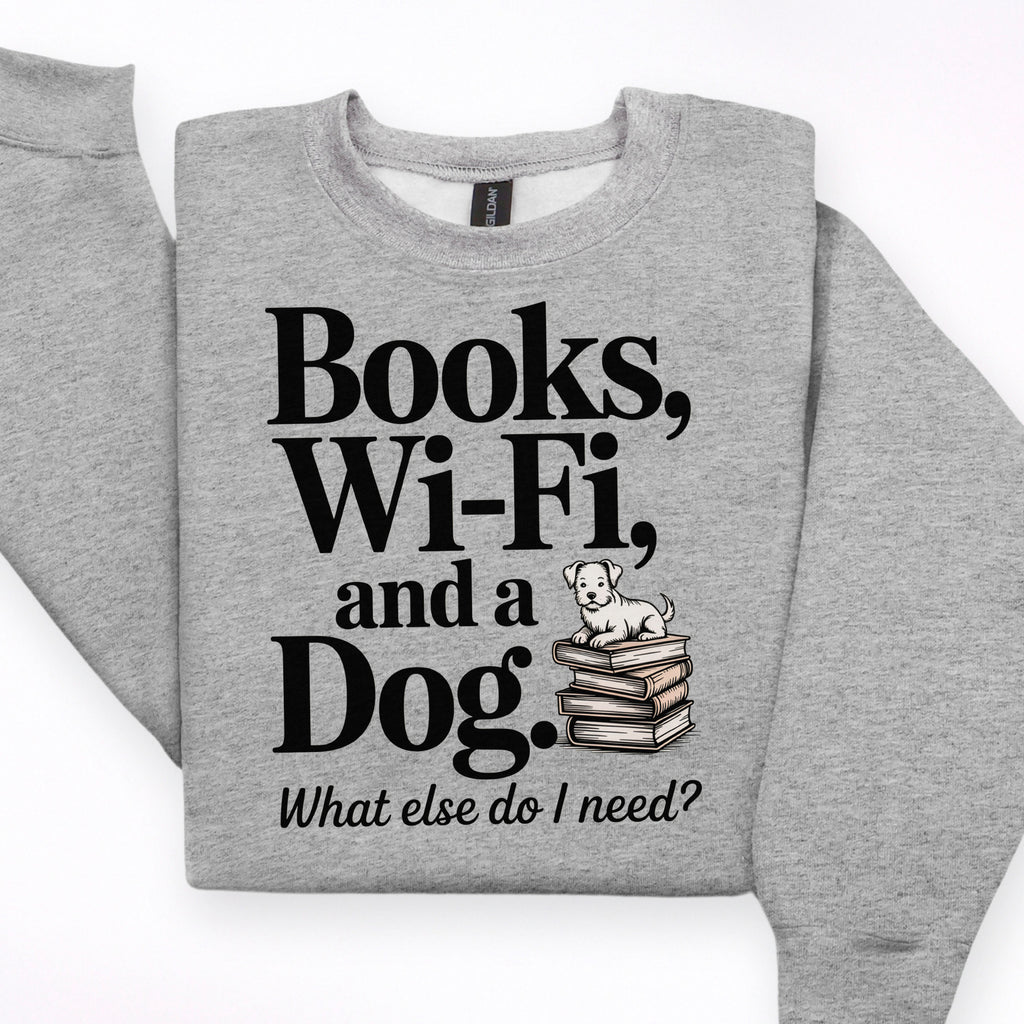 Books Dogs Wifi Ready to Press DTF Heat Transfer for hoodies, tees, sweatshirts