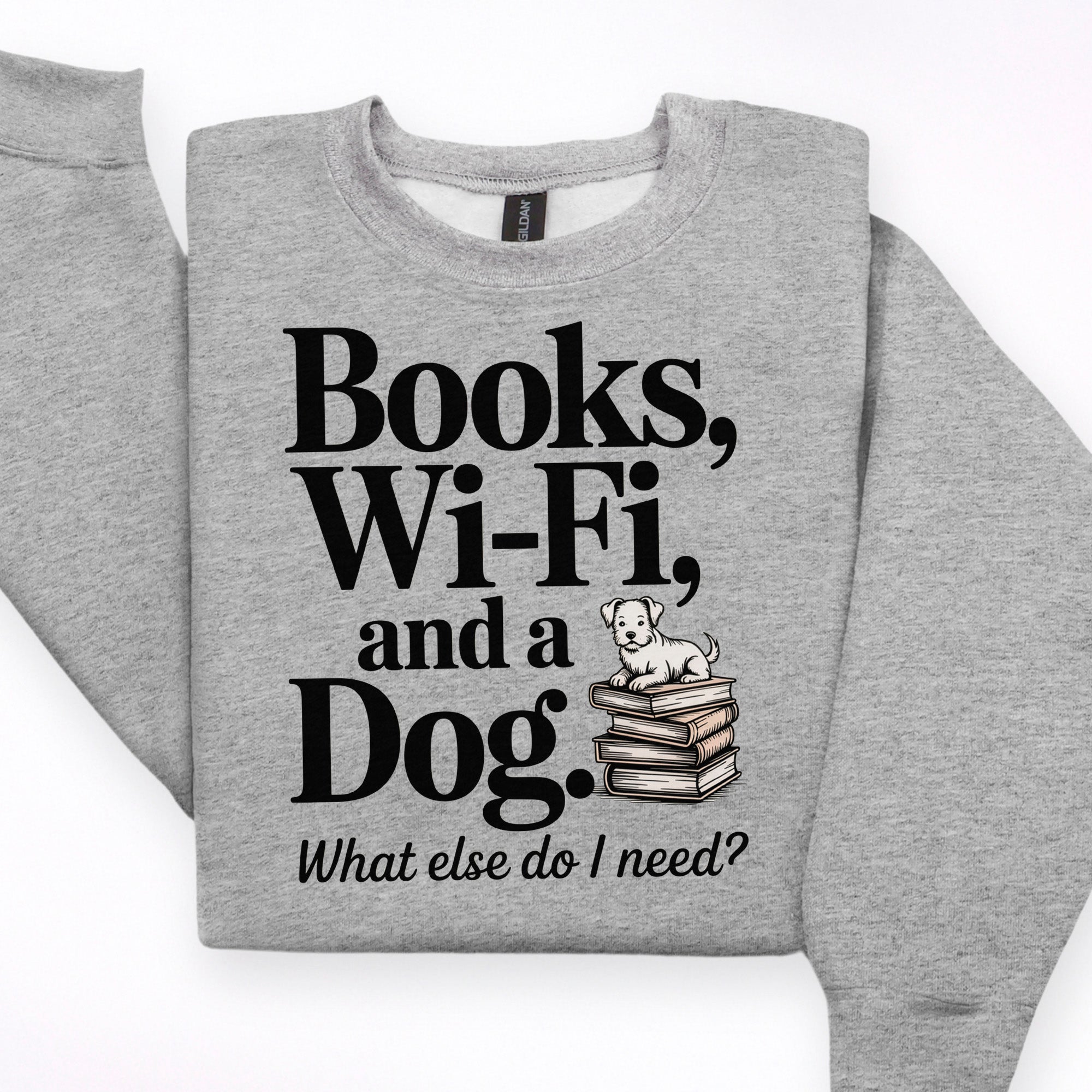 Books Dogs Wifi Ready to Press DTF Heat Transfer for hoodies, tees, sweatshirts