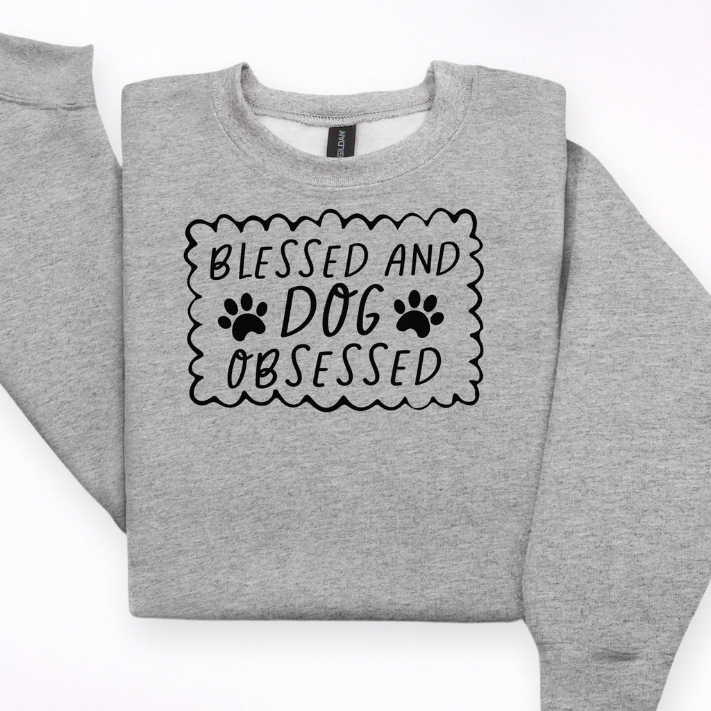 Blessed and Dog Obsessed Ready to Press DTF Heat Transfer for hoodies, tees, sweatshirts