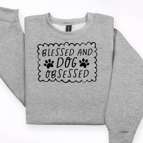 Blessed and Dog Obsessed Ready to Press DTF Heat Transfer for hoodies, tees, sweatshirts