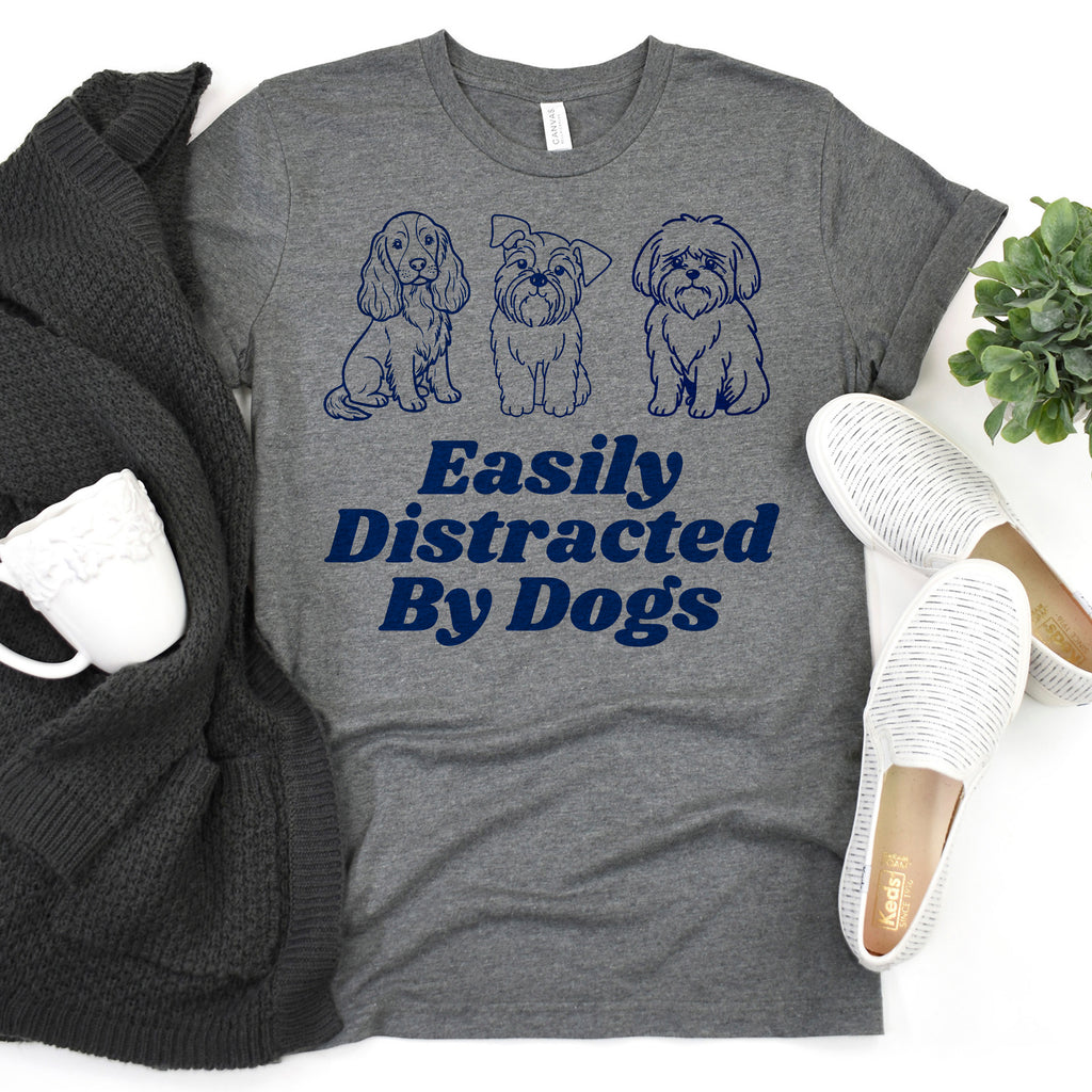 Easily Distracted by Dogs Ready to Press DTF Heat Transfer for hoodies, tees, sweatshirts