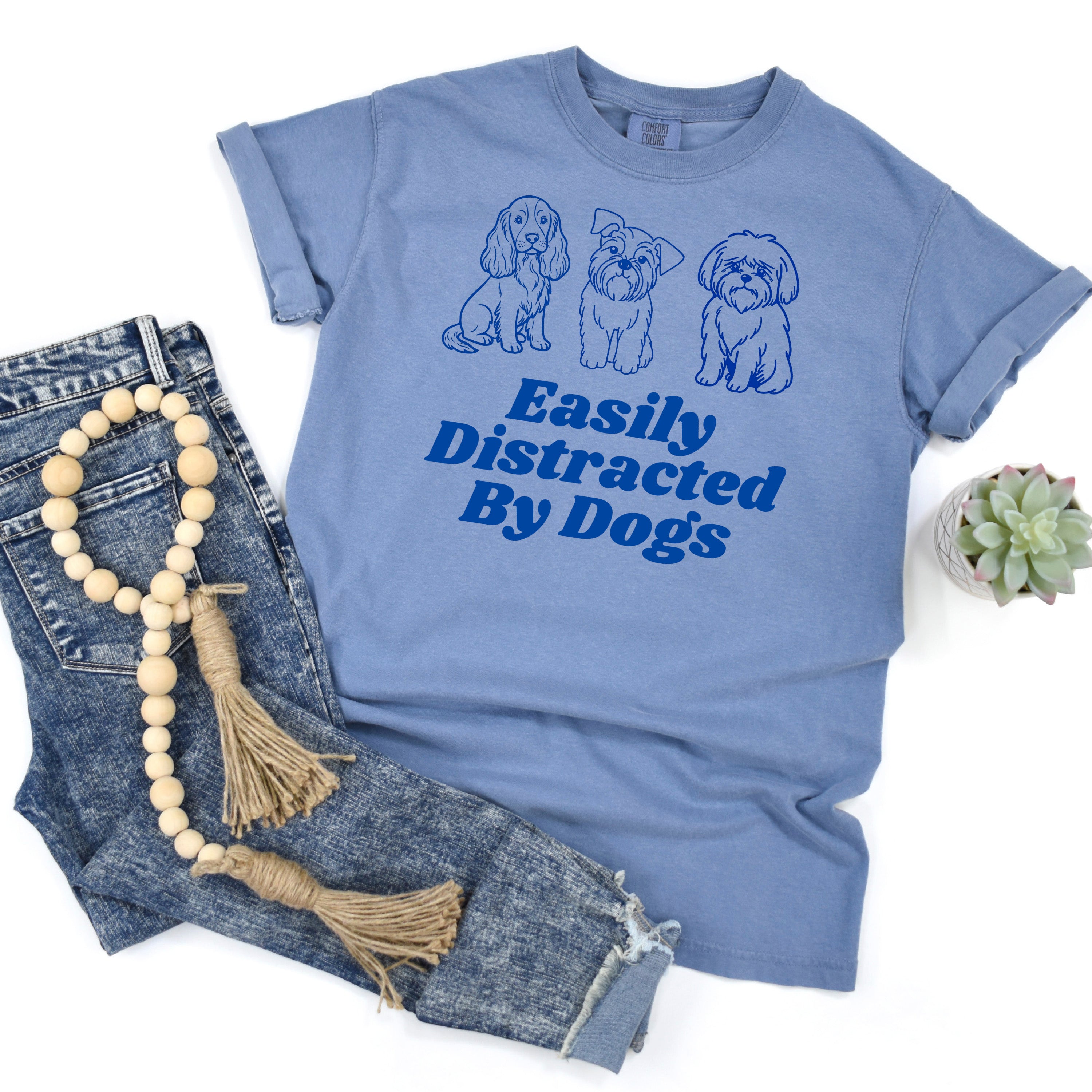 Easily Distracted by Dogs Ready to Press DTF Heat Transfer for hoodies, tees, sweatshirts
